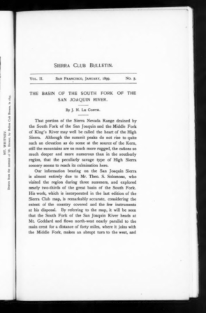 Sierra Club Bulletin 1899 Vol 2 No 5 January cover
